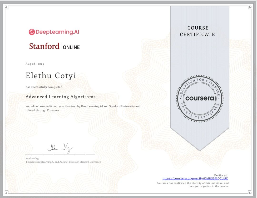 Advanced Learning Algorithms Certificate